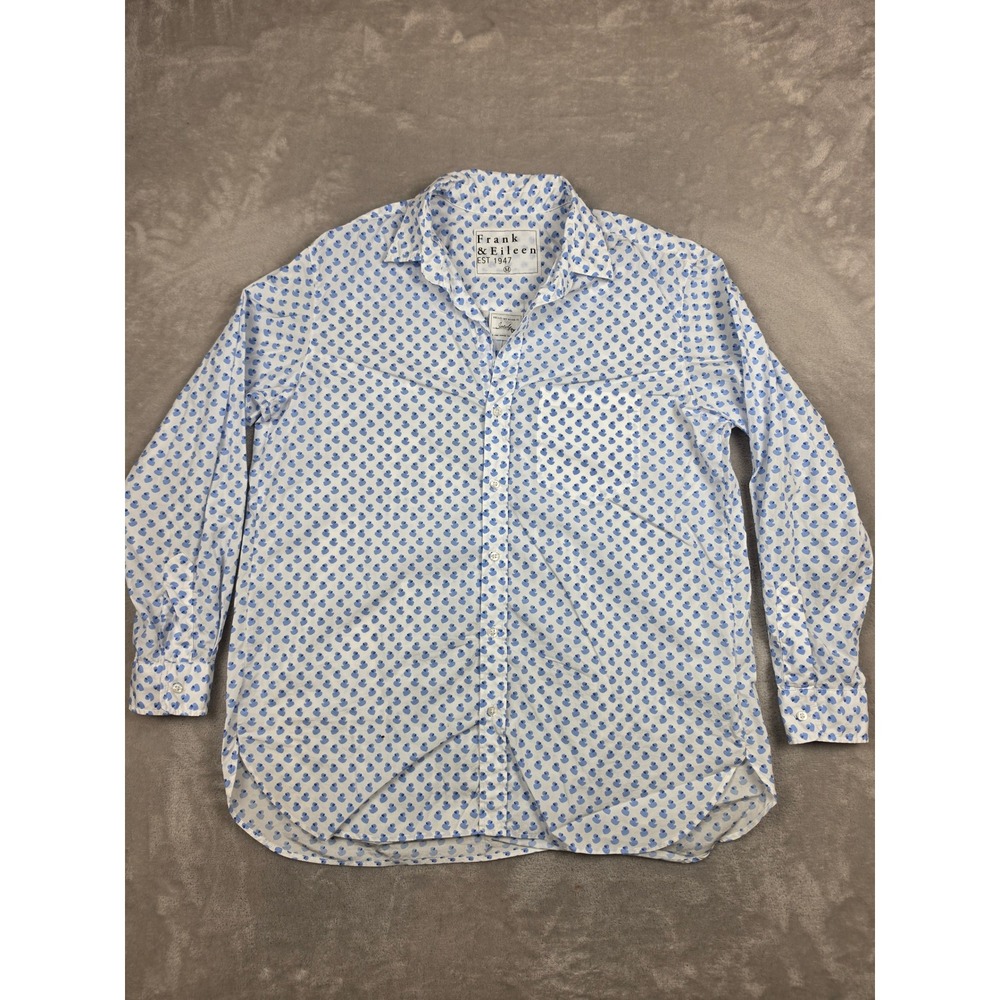 Frank & Eileen Joedy Button Up Shirt Women M White Blue Rubber Duck Blouse Italy